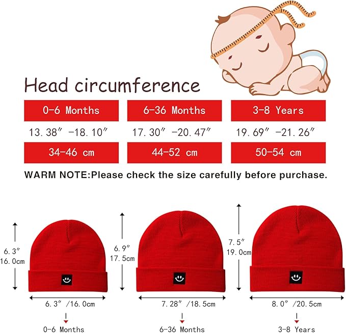 2Pack Baby Beanie Knit Toddler Hat for Girls Boys 0-8 Years