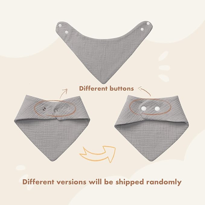 Baby Bibs 8-Pack - Adjustable Cotton Drool Bibs, Waterproof & Absorbent for Newborn to Toddler, Unisex Boys & Girls