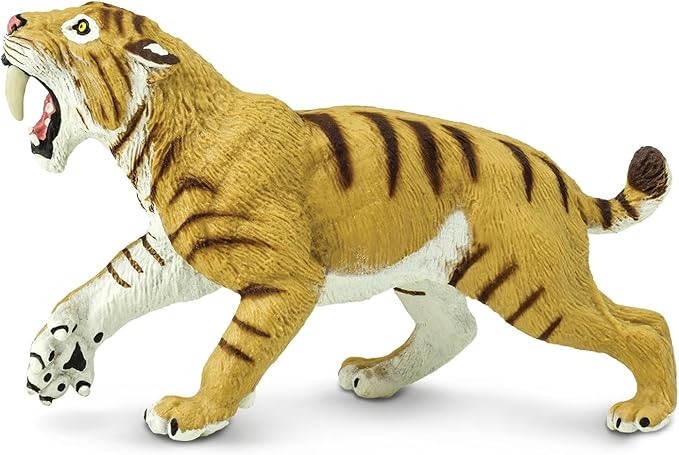 Safari Ltd. Smilodon Figurine - 4" Sabre-Toothed Tiger Figure - Educational Toy for Boys, Girls, and Kids Ages 3+