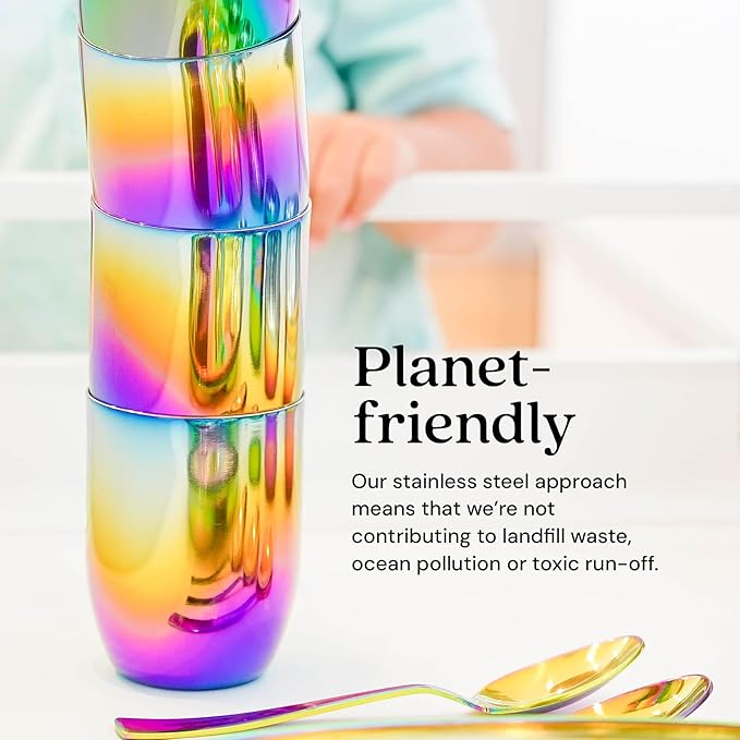 Ahimsa Stainless Steel Kids Cup - Pediatrician Designed Toddler Cups for Open Cup Training, 8oz, 100% BPA Free & Dishwasher Safe (Rainbow Single)