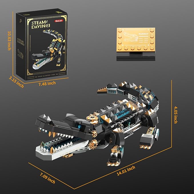 541 Piece Crocodile Building Sets,Sea Creatures Creative Model Building Kit,STEM Dinosaur World Park Building Toy, Mechanical Animal Brick Set,Christmas Birthday Gifts for Boys,Teens, Adults