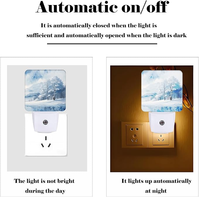 Snow Forest Night Light,Plug-in Night Lights with Dusk-to-Dawn Sensor for Stairway,Hallway,Bedroom Sleep Friendly Ideal for Women/Girls/Boys Gift,0.5w