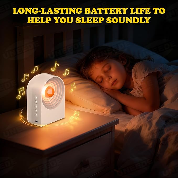 UNEEDE White Noise Sound Machine with Bluetooth Functionality, Night Light, Portable Bluetooth Speaker with Noise Canceling for Office & Sleeping, Meditation, Gathering (White)