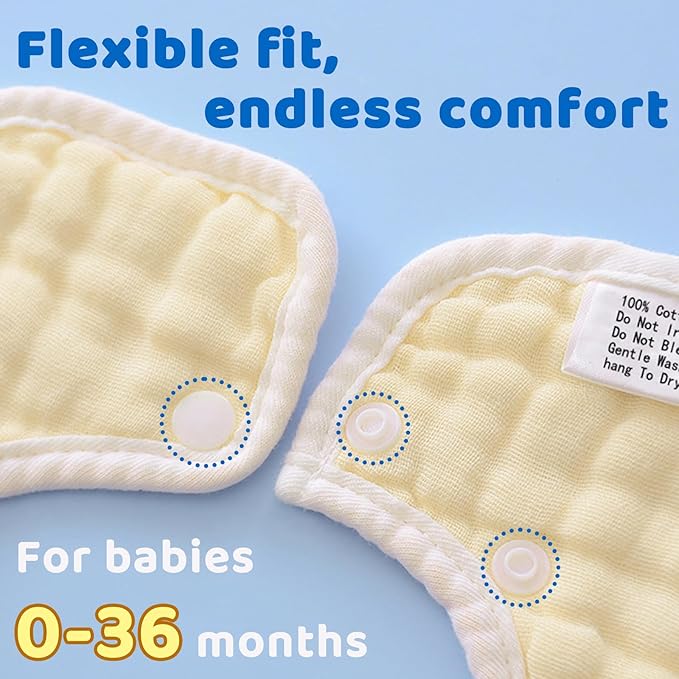 EllieHouse Baby Bibs for Girls Boys 10Pack Muslin Drool Teeth Drooling Teething Bibs Muslin Cotton for Infant Toddler