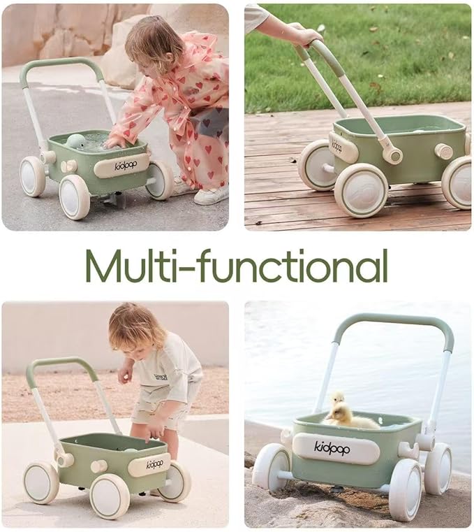 PULA Baby Push Walker with Wheels Toddler Wagon for First Learner Baby Toys 6-12 Months, 1 Year Old Birthday Gifts, Indoors and Outdoors (Pink)