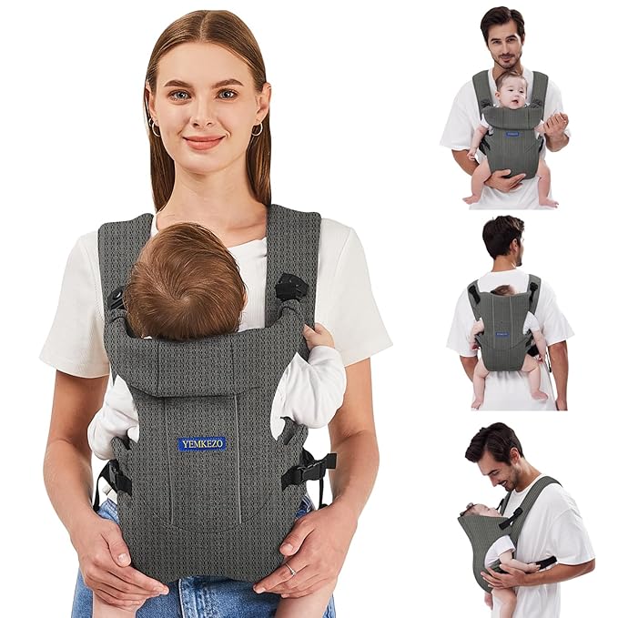 Baby Carrier, Baby Carrier Newborn to Toddler, Ergonomic Newborn Carrier, Easily Adjustable Toddler Carrier, Lightweight Infant Carrier (Mesh,Grey)