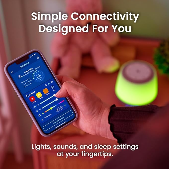 Babysense Dreamer 2.0 Baby Sound Machine with Night Light | 2nd Gen | 28 Soothing Sounds | Toddler Sleep Trainer | App-Controlled White Noise Machine | Sleep Timer | 2.4GHz WiFi | US Only