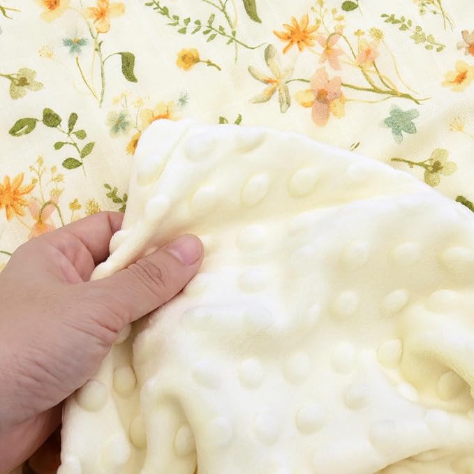 LifeTree Baby Blankets for Boys Girls, Soft Double Layer Swaddle Blankets, Muslin Front and Dotted Fleece Backing Receiving Bed Throw Blanket for Newborn Unisex, 31X40 Inches, WildFloral