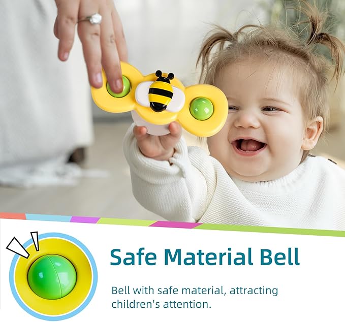 LiKee Strong Suction Cup Fidget Rotating Sensory Bath Toys for Baby, Airplane Car Travel Table & Window Toys for Toddler Boys and Girls, 12+ Months