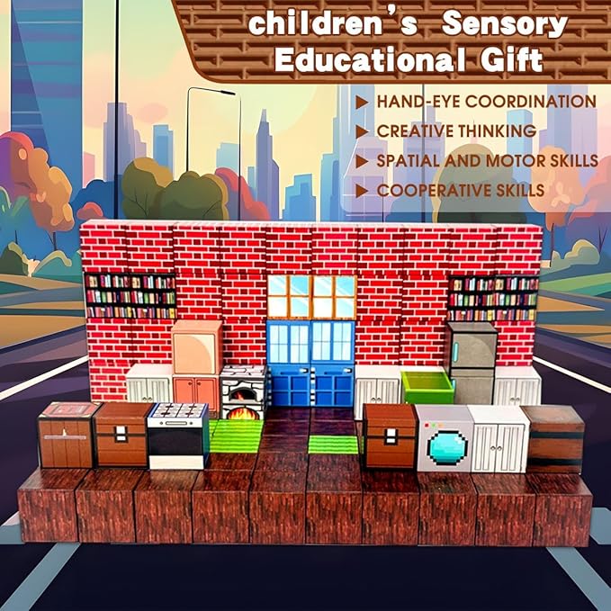 Magnetic Building Blocks Sweet Home, 100 PCS, STEM Learning, for Girls and Boys Ages 4 5 6 7 8 9 10, Attractive Birthday, Educational and Screen Free