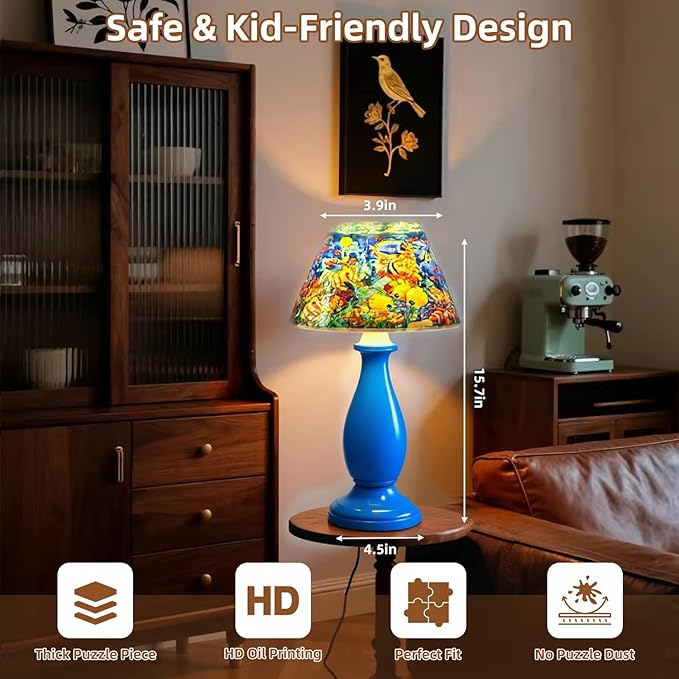 3d Puzzle Night Light, 3d Puzzle for Adults & Kids, 124 PCS 3D Jigsaw Puzzles with LED Light for Kids Room, 3D Puzzles for Kid Ages 8-13, Bedside Table Lamp, Gifts for Kid, Adult, Women, Teen