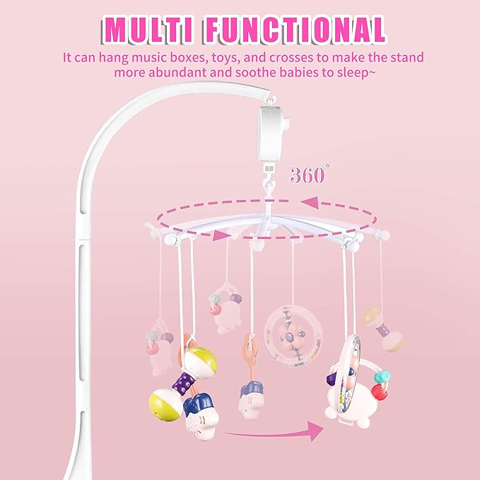 25 Inch Universal Mobile Arm for Crib-Baby Musical Crib Mobile Bed Bell Holder,DIY Toy Decoration Bracket (Without Music Box)