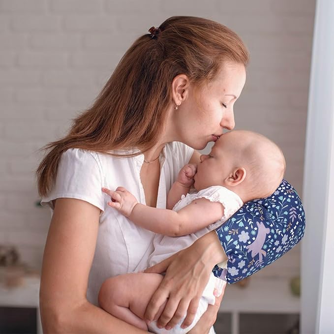 Nursing Arm Pillows for Breastfeeding,Baby Feeding Arm Pillow Portable and Washable for Travel, Soft Cotton Ergonomic Bottle Nursing Essentials（Blue Fox）