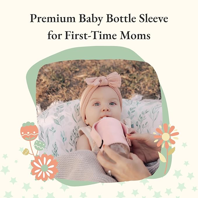 Baby Bottle Sleeve for Self-Feeding - Neoprene Baby Bottle Cover for Infants & Toddlers - BPA-Free, Adjustable Velcro Fit - for Ages 5 to 18 Months - Machine Washable (Baby Pink)