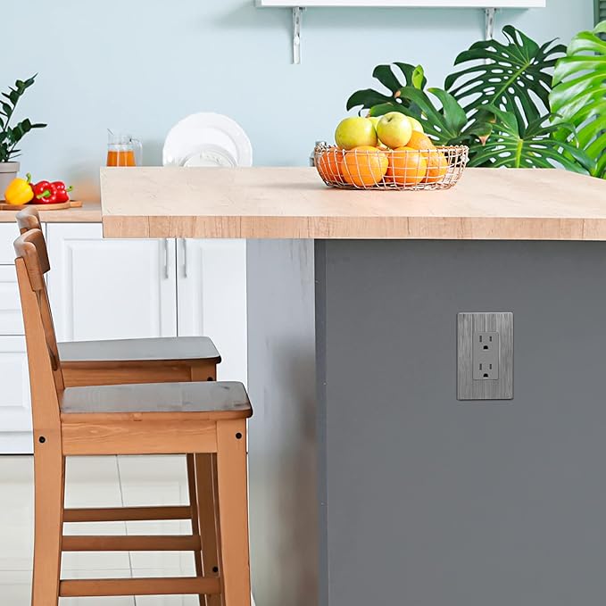 LIDER Brushed Finish Decorator Switch Cover, Screwless Wall Plate, Mid-Size 1-Gang 4.88" x 3.11", Unbreakable Polycarbonate Thermoplastic, UL Listed, LSWP-31M-BGY10P, Brushed Gray, 10 pack