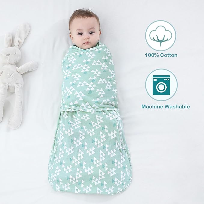 Sleepsack Swaddle,Sleep Sack 6-12 Months,Adjustable Wearable Transition Blanket,Miracle Swaddles for Babies Large,100% Cotton(Green)
