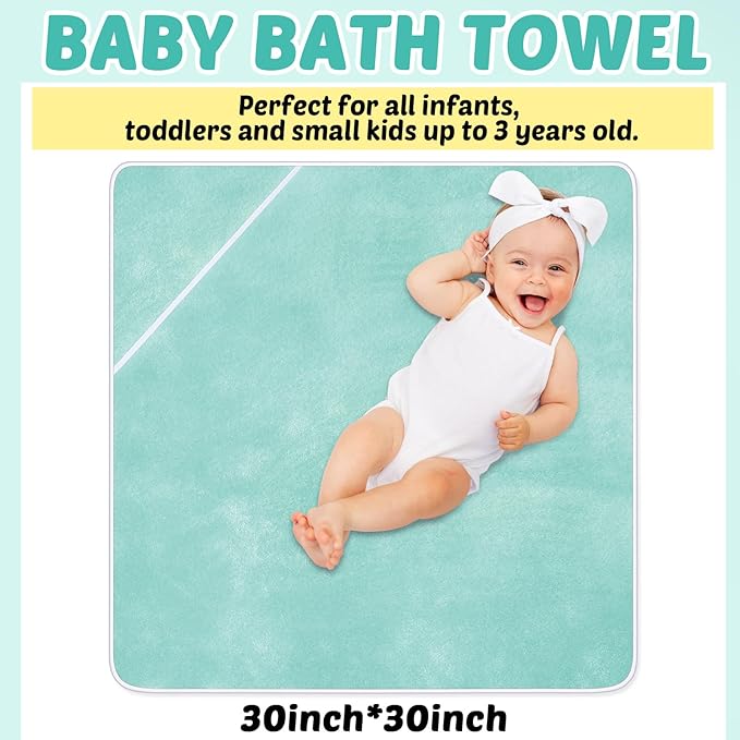 Chumia 6 Pack Baby Bath Towel Coral Fleece Soft Absorbent Newborn Hooded Towel for Kid 30 x 30 Inch Toddler Bath Blanket for Babies Infant Shower Gift(White, Green)