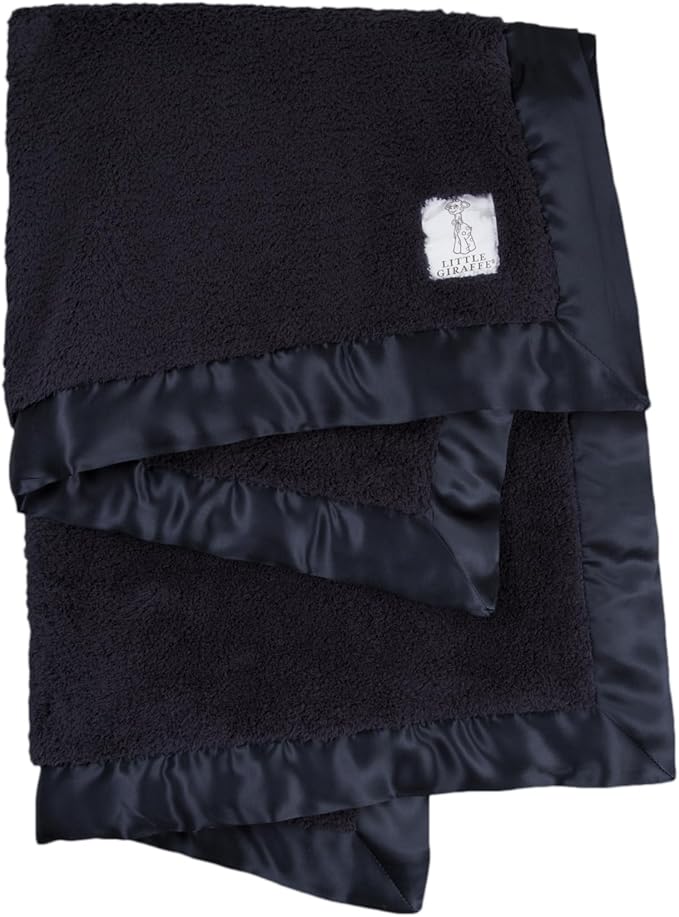Little Giraffe Chenille Baby Blanket – 29x35” Soft Chenille with Satin Trim, Midnight - Ultra-Soft, Gentle & Safe, Lightweight & Breathable - Ideal for Newborns & Toddlers