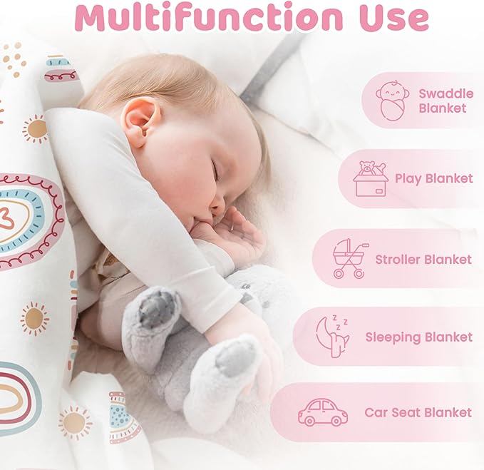 SANDJEST Rainbow Kid Blanket for Girls - 30 x 40 Kids Minky Blanket - Gifts for Kids on Birthday Christmas Nursery Bedroom Decor