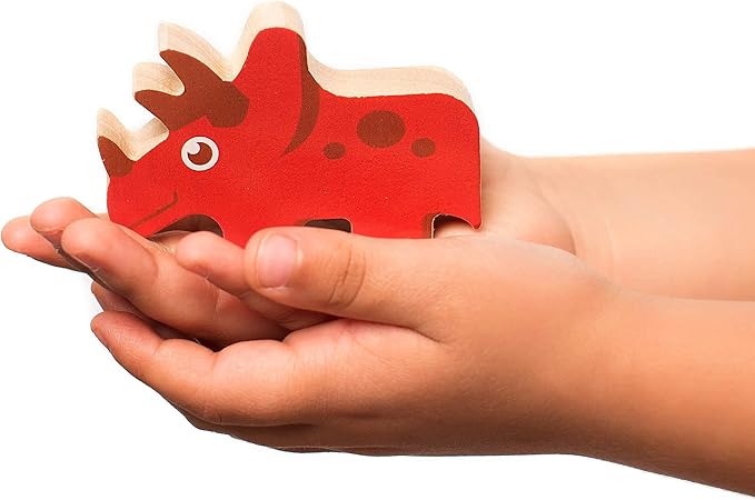 Dinosaur Puzzles for Kids Ages 3-5 – 3D Wooden Jigsaw Puzzle for Toddlers & Kids, 9”x 9” Tray, Bright Colorful Shape Sorting, Promotes Creativity & Learning, Non-Toxic Gift Toy