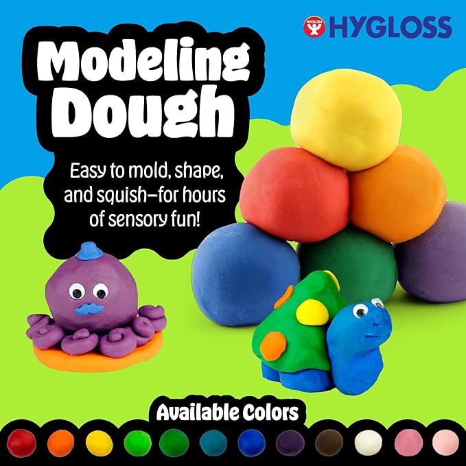 Hygloss Play Modeling Dough for Kids – Safe & Non-Toxic Sensory Dough for Arts and Crafts – 1 lb Tub – Play Clay for Toddler Activities, Preschool Classroom Must-Haves – Blue Color, Unscented
