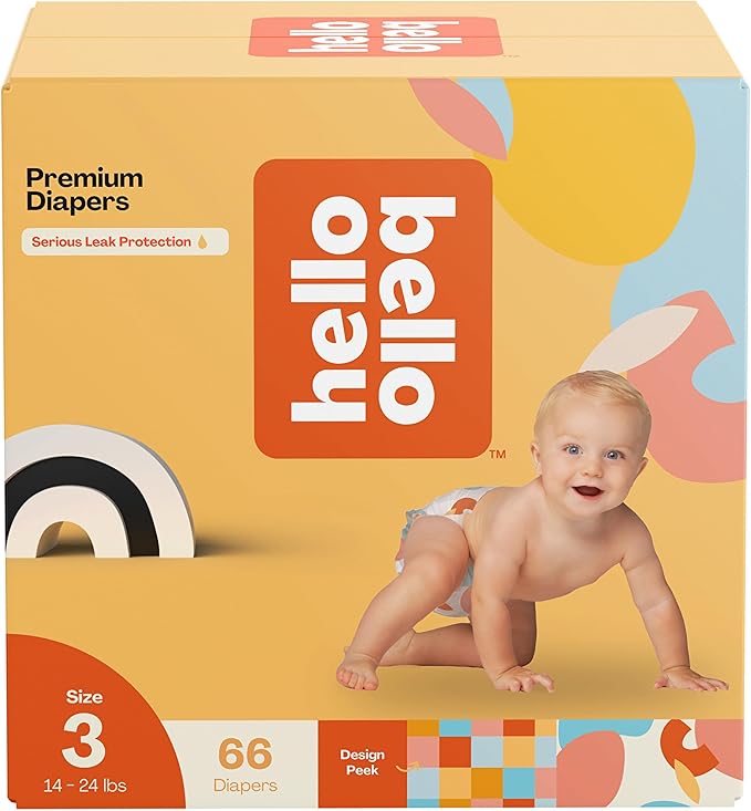 Hello Bello Premium Diapers Size 3, Honeysuckle Designs, 66ct Club Box, Hypoallergenic and Extra Absorbent