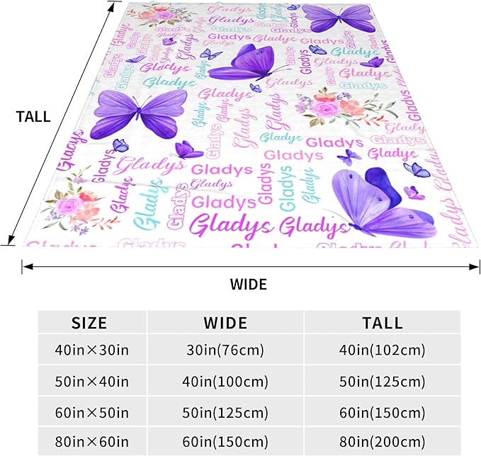 Customized Butterfly Baby Blanket - Personalized Soft Fleece Bed Throw for Toddlers, Newborns, Girls & Boys - Birthday & Christmas
