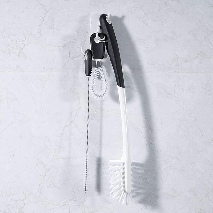 3-in-1 Water Bottle Cleaning Brush Set - Long Handle Scrubbing Brush for Tumbler, Straw, Baby Bottles, Drinking Glasses, White