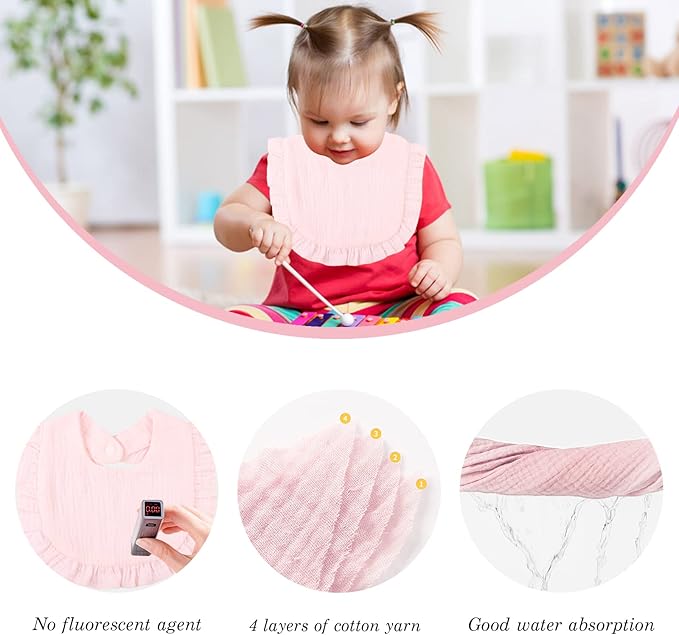 Baby Bibs Muslin Drool Teething Drooling Bibs for Baby Girl Boy Muslin Cotton