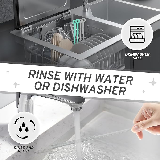 Reusable Silicone Straw Brush,Straw Cleaner,Pipe Cleaners,Extra Long Straw Cleaner Brush for Cleaning Bottle Metal Glass Straws Drink Lid,Straw Cover,Smoothie Straw,Drinking Straw Cleaner Brush