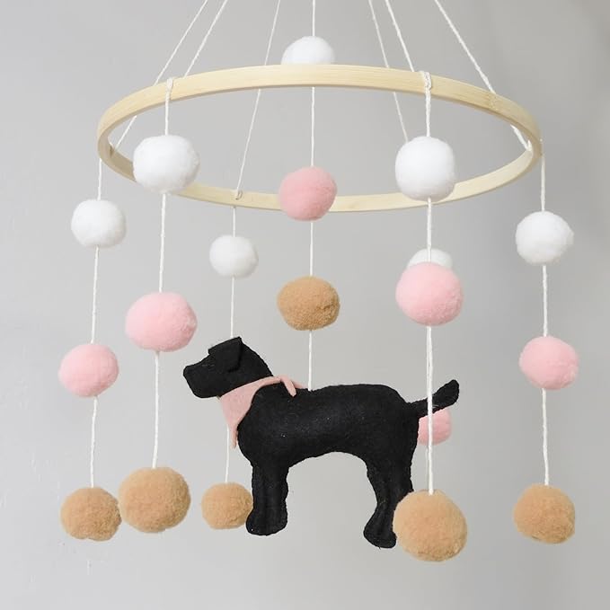 Baby Crib Mobile for Boys Girls Dog Theme Baby Mobile for Crib Mobile for Bassinet with Felt Ball
