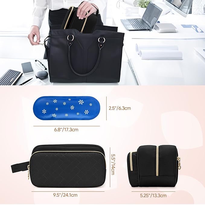 Damero Breastmilk Cooler Bag with 4 Ice Packs, Breast Milk Cooler Travel Bag Fit for Milk Bags or Bottles, with Buckle Handle for Breastfeeding Moms Travel/Daycare, Black