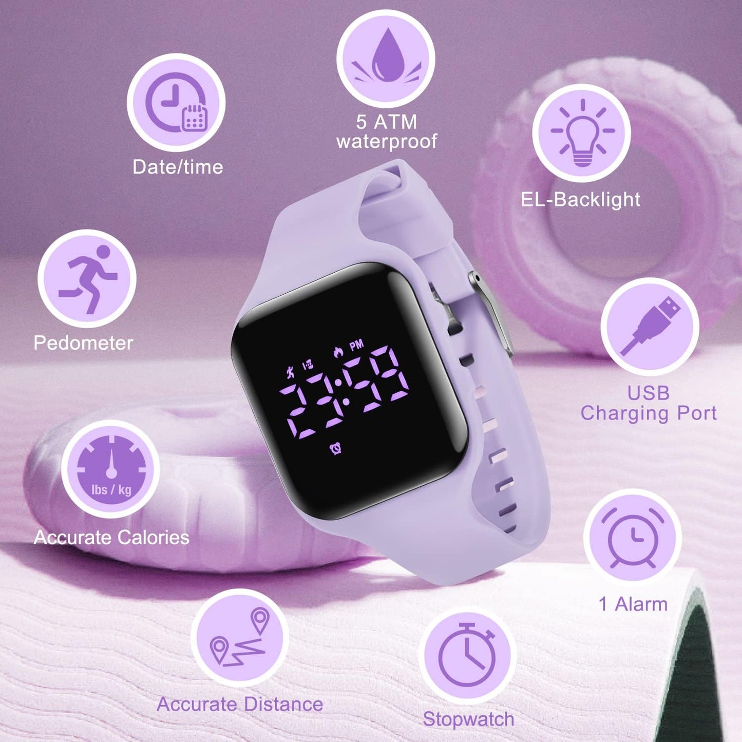 Kids Watches for Girls Boys Digital Sport Watch with Step Counter Pedometer Vibration Alarm Clock, No App Waterproof Fitness Tracker Kids Watch Boys Girls Teens Students Ages 5-16