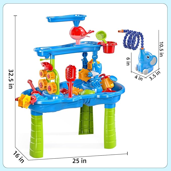Water Table for Kids Ages 4-8 with Water Pumb, Summer Outdoor Sand Water Table for Boys Girls, Kids Water and Sand Activity Sensory Toys for Toddlers Age 3-8