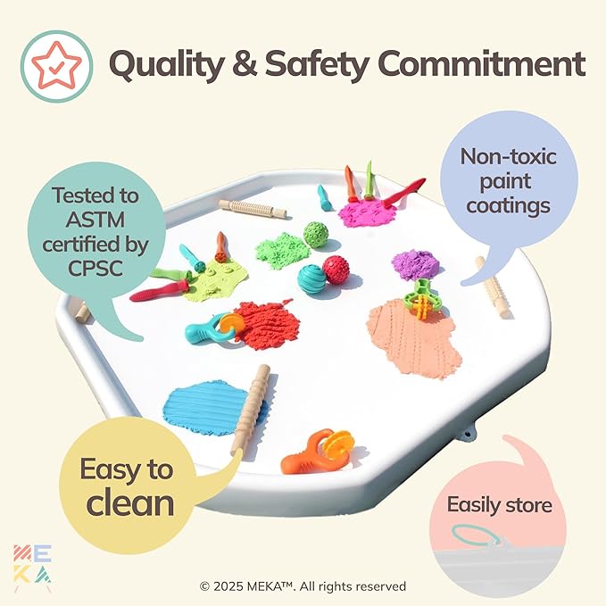 MEKA Tuff Tray with Solar Fountain, Sensory Water Play Tray for Kids, Outdoor Indoor Messy Play, STEM Activities, Classroom or Home Use ((White, Small 28" x 28"))