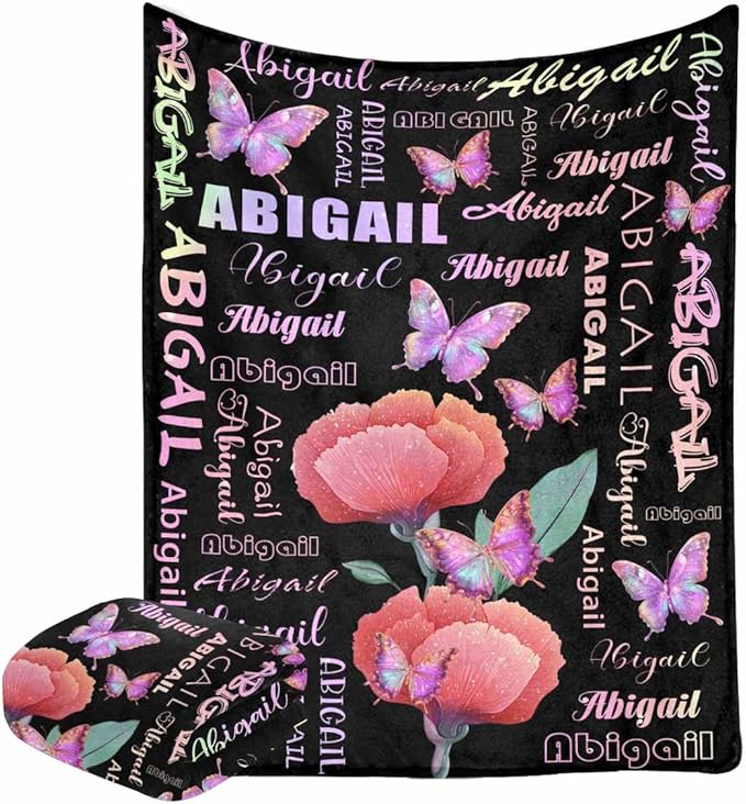 M YESCUSTOM Customized Baby Blankets for Girls Kids, Personalized Blankets with Names for Adult Toddler Custom Soft Throw Blanket Birthday Christmas Valentines Day Butterfly Floral