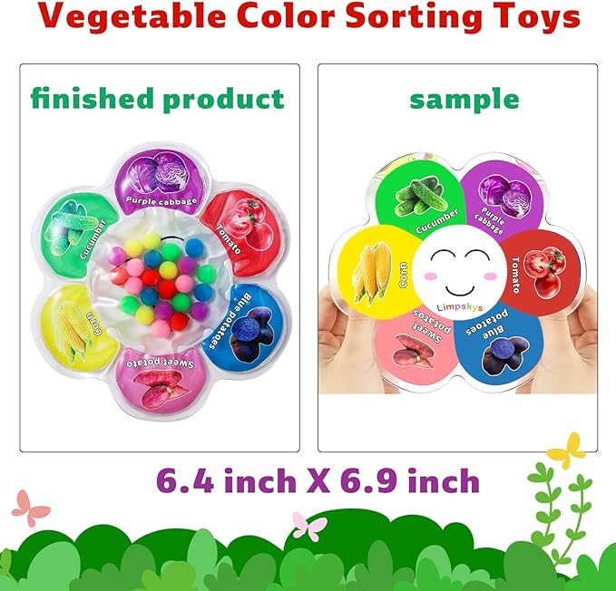 Color Sorting Sensory Toys, Sensory Toys for Toddlers, Sensory Calming Tools for Kids, Quiet Fidget ,Color Matching Game (Multicolor- Vegetable)
