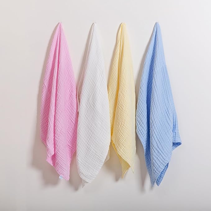L'Ange Baby Bath Towel - 9 Layers 100% Cotton Muslin, Super Quick Dry, Medical Grade Packaging for Infants and Newborns - 28 x 47in - Pink