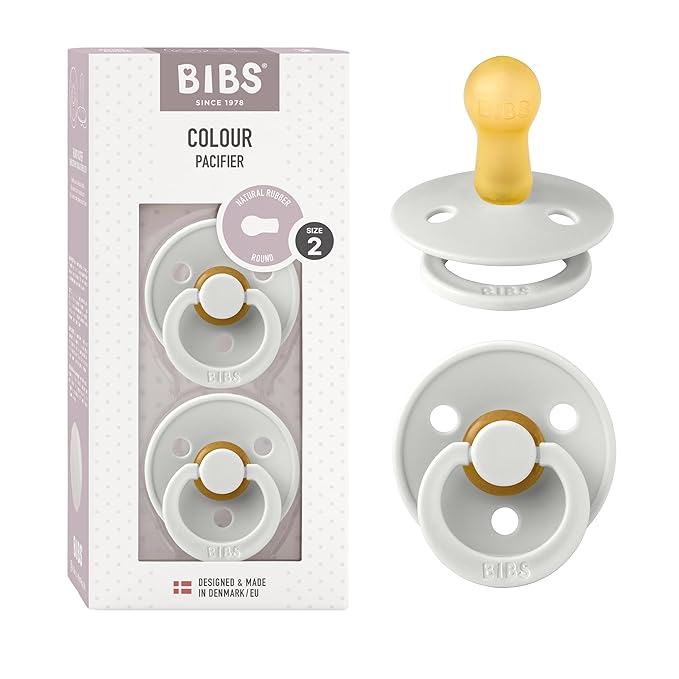 BIBS Pacifiers Colour Collection | Natural Rubber Baby Pacifier | Set of 2 BPA-Free Soothers | Made in Denmark | 6+ Months (Pack of 2) | Haze