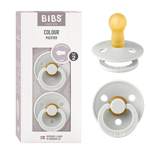 BIBS Pacifiers Colour Collection | Natural Rubber Baby Pacifier | Set of 2 BPA-Free Soothers | Made in Denmark | 6+ Months (Pack of 2) | Haze