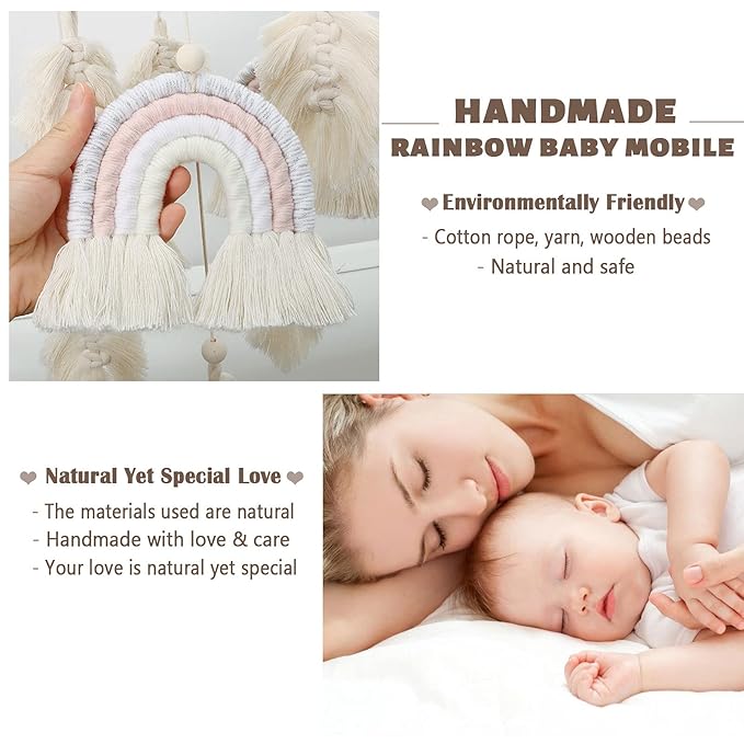 Boho Baby Macrame Rainbow Boho Mobile - Newborn Shower Gift