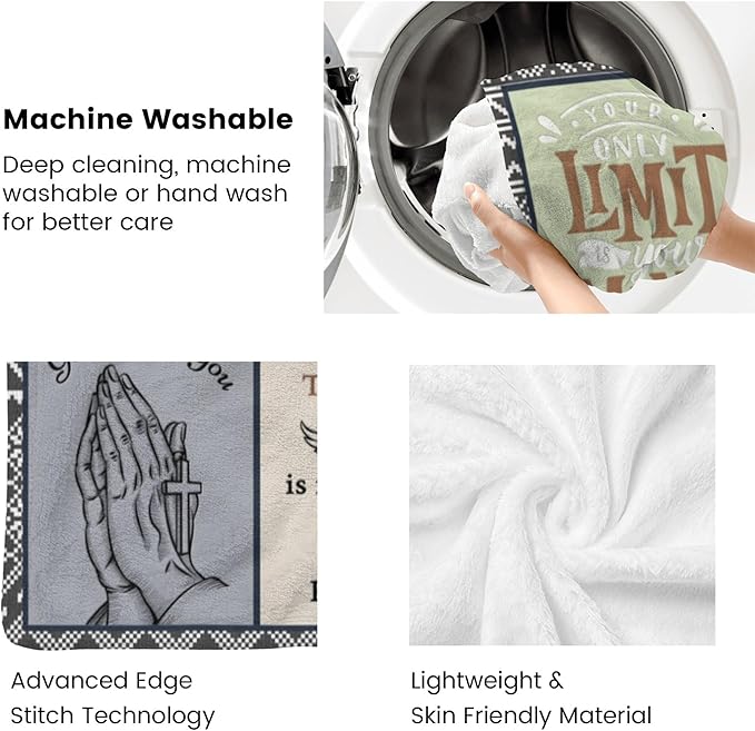 Personalized Baby Blanket with Name Christian Gift - Plush Baptism Blanket with Scripture Quote Swaddle Bible Verse for Newborn Boys Birthday Christmas Christening Godchild