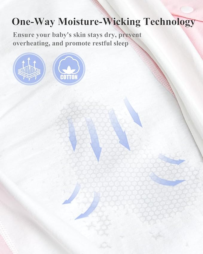 Swaddle for Newborns, Baby Swaddles 0-3 Months 5-13lb, Arms Up Swaddle 0-3 Months Newborn with Moisture-Wicking Fabric, Promotes Healthy Hip Development, 2-Way Zipper & Foot Buttons, 1Pack,Pink