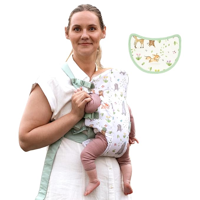 Infantino Swift Classic Carrier - 2 Ways to Carry with Wonder Cover Bib, Adjustable and Easy-to-Use, Multicolor Woodland