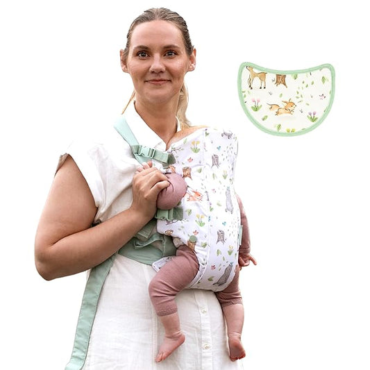 Infantino Swift Classic Carrier - 2 Ways to Carry with Wonder Cover Bib, Adjustable and Easy-to-Use, Multicolor Woodland