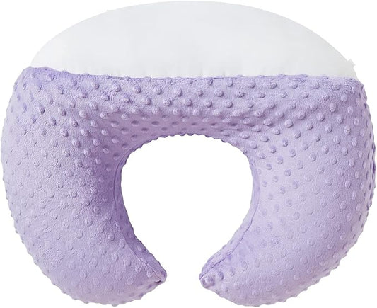 Nursing Pillow and Positioner Breastfeeding and Bottle Feeding, Propping Baby, Tummy Time, Sitting Support for Baby Boy Girl, with Removable Dots Cover (Lavender)