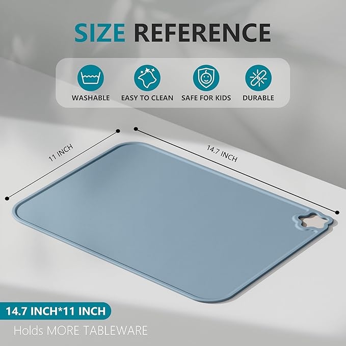 Silicone Placemat for Kid Stain-Proof Non-Slip Toddle， Reusable Portable，Heat Resistant for Toddlers placemat 2 Pack