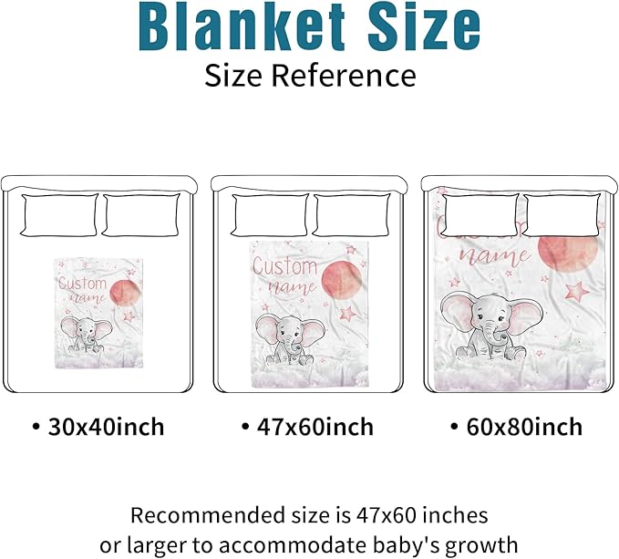 Custom Name Crib Bedding Set - Starry Sky Elephant Design, Personalized Baby Nursery Bedding 3-Piece Set– Soft Blanket, Fitted Sheet, Changing Pad Cover – for Newborns Girls Nursery Gifts