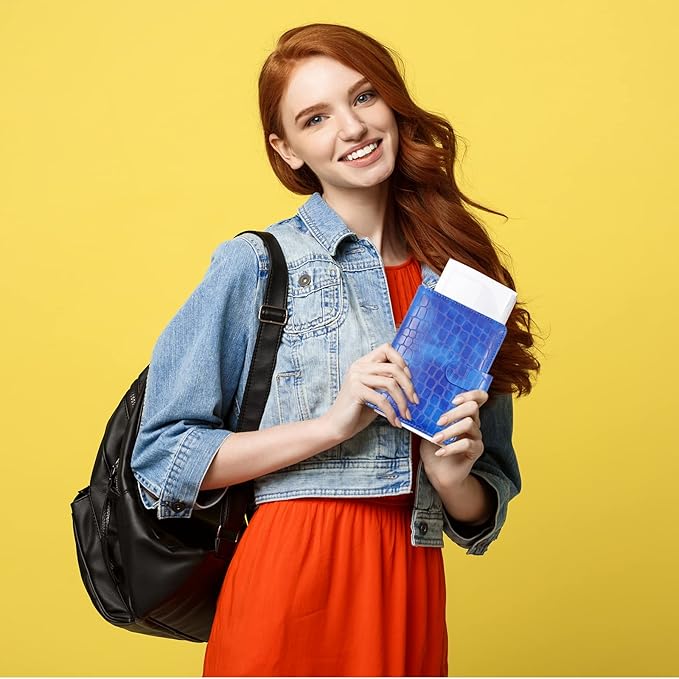 Melsbrinna Rfid Passport Holder for Travel women/Men, Cute Passport Wallet Rfid Blocking Card Slots, Rfid Passport Cover/CaseTravel Wallet, Passport Book Holder (1, Blue3)