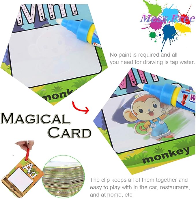 Coolplay A-Z 26 Alphabet Water Cards, Children Drawing Card for Kids Educational Toys for Travel